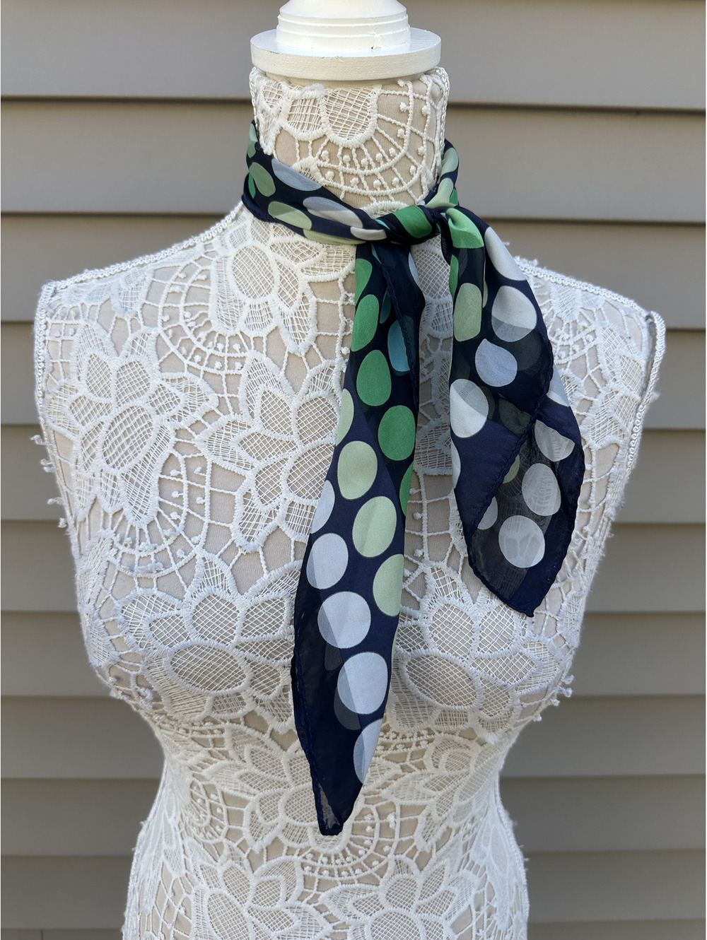 Echo Navy Multicolor Polka Dot Square Scarf